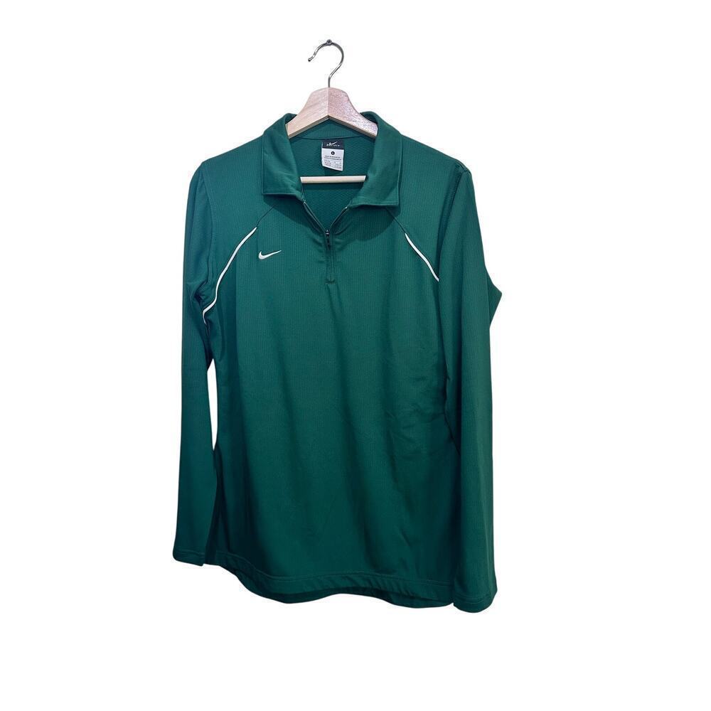Nike Dri-Fit Green Quarter Zip Basketball Warm Up Track Jacket Size Large